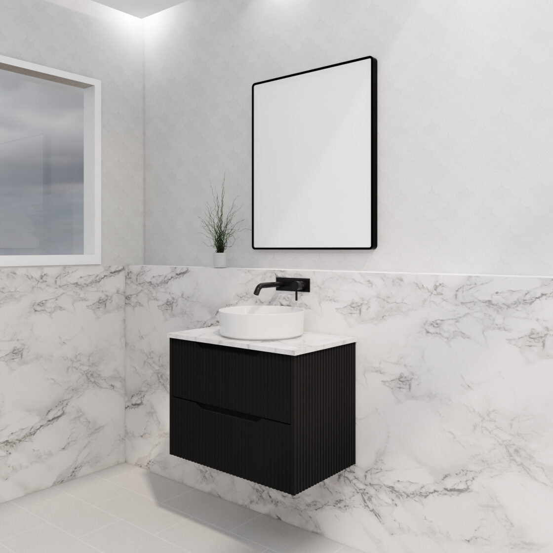 ABS BALI Wall Hung Vanity Matte Black 750mm