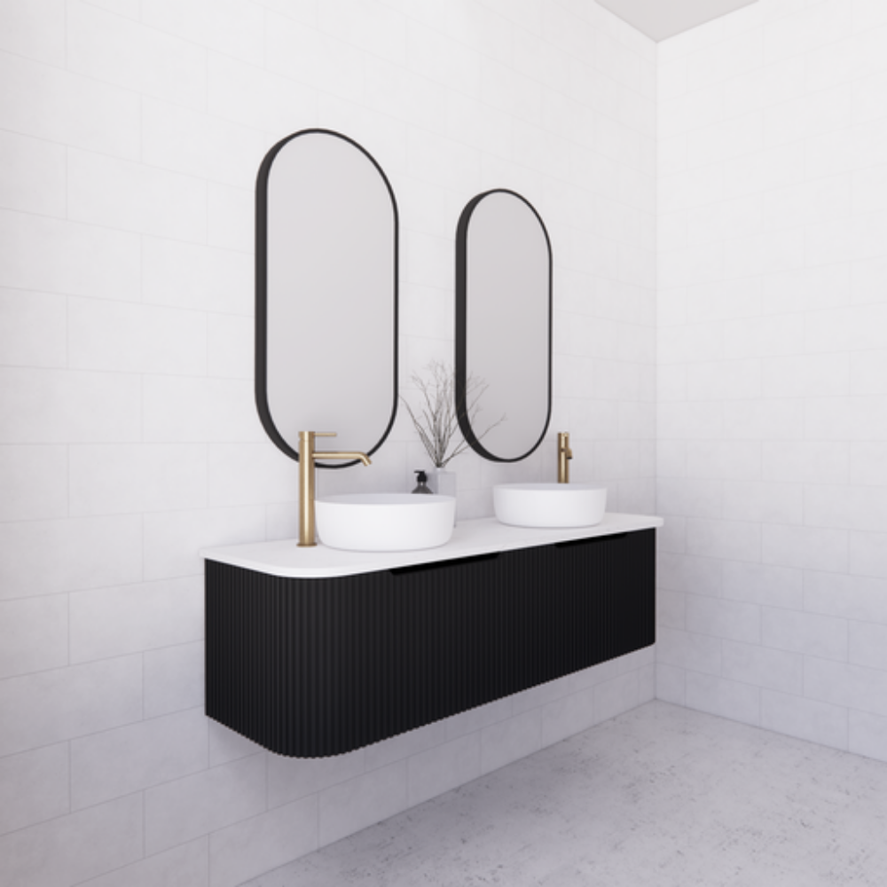 ABS BERGEN Wall Hung Double Bowl Vanity 1500mm (Matte Black)