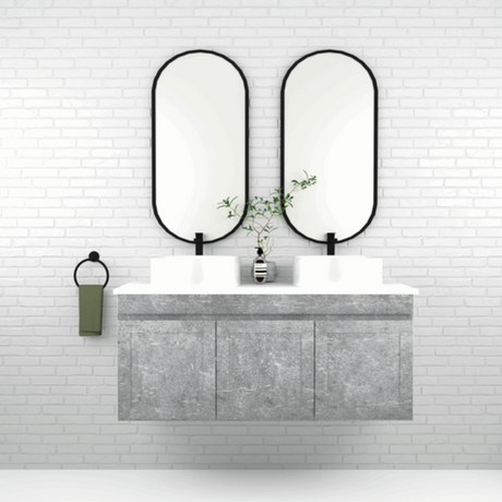 ABS BOSTON Matt Grey Wall Hung Vanity Double Bowl 1200mm