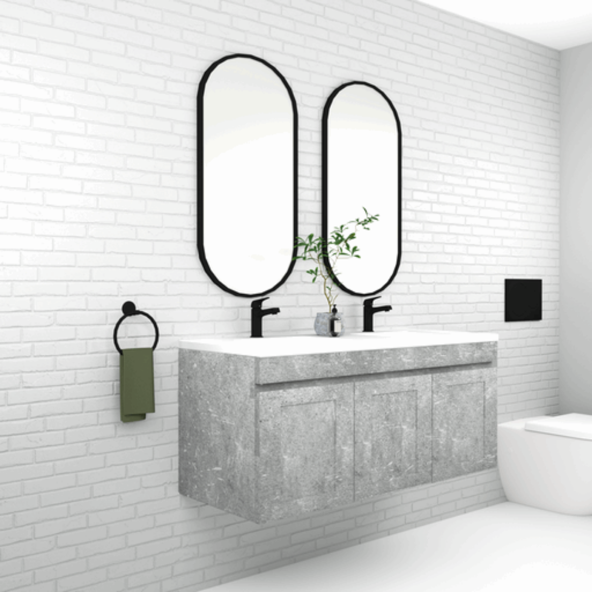 ABS BOSTON Matt Grey Wall Hung Vanity Double Bowl 1200mm