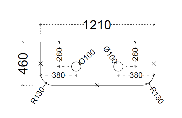 ABS Curved Stone Top 1200 Double-Drawing