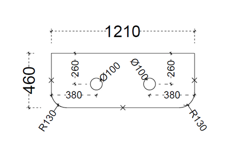 ABS Curved Stone Top 1200 Double-Drawing