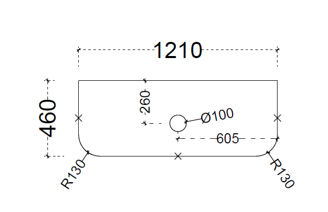 ABS Curved Stone Top 1200 drawing