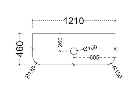 ABS Curved Stone Top 1200 drawing