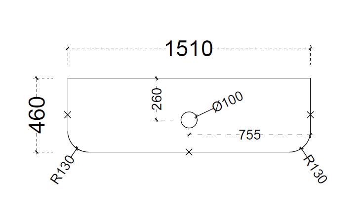ABS Curved Stone Top 1500 Single-Drawing
