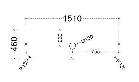 ABS Curved Stone Top 1500 Single-Drawing