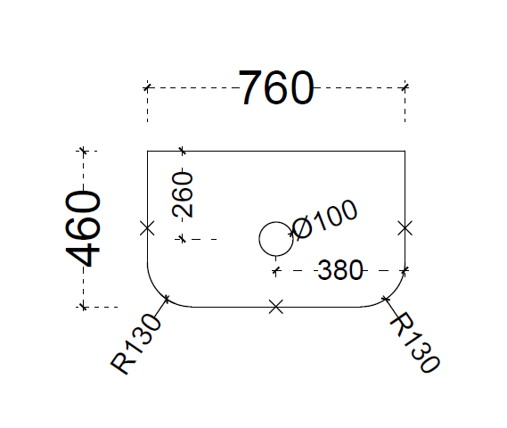 ABS Curved Stone Top 750 Drawing
