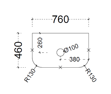 ABS Curved Stone Top 750 Drawing