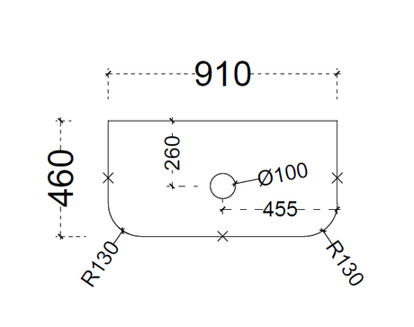 ABS Curved Stone Top 900 drawing