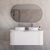 ABS HOUSTON Curved Double Bowl Wall Hung Vanity 1200mm (Matte White)