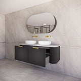 ABS HOUSTON Curved Double Bowl Wall Hung Vanity 1500mm (Matte Black)