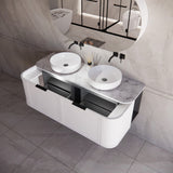 ABS HOUSTON Curved Double Bowl Wall Hung Vanity 1500mm (Matte White)