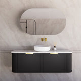 ABS HOUSTON Curved Single Bowl Wall Hung Vanity 1500mm (Matte Black)
