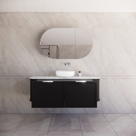ABS HOUSTON Curved Single Bowl Wall Hung Vanity 1500mm (Matte Black)