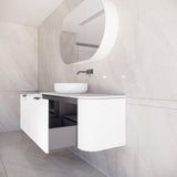 ABS HOUSTON Curved Single Bowl Wall Hung Vanity 1500mm (Matte White)