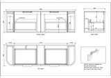 ABS HOUSTON Curved Wall Hung Vanity 1500mm Drawing
