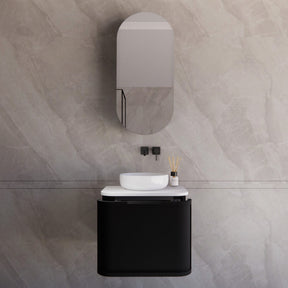 ABS HOUSTON Curved Wall Hung Vanity 600mm R90 (Matte Black)