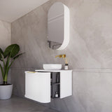 ABS HOUSTON Curved Wall Hung Vanity 600mm R90 (Matte White)