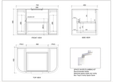 ABS HOUSTON Curved Wall Hung Vanity 750mm  drawing