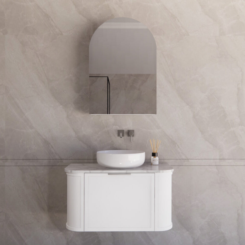 ABS HOUSTON Curved Wall Hung Vanity 900mm (Matte White)