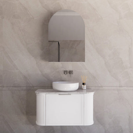 ABS HOUSTON Curved Wall Hung Vanity 900mm (Matte White)