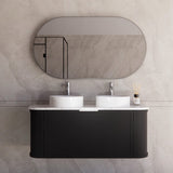 ABS HOUSTON Curved Wall Hung Vanity (Matte Black) (1200mm Double)