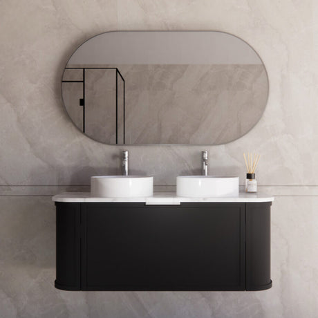 ABS HOUSTON Curved Wall Hung Vanity (Matte Black) (1200mm Double)