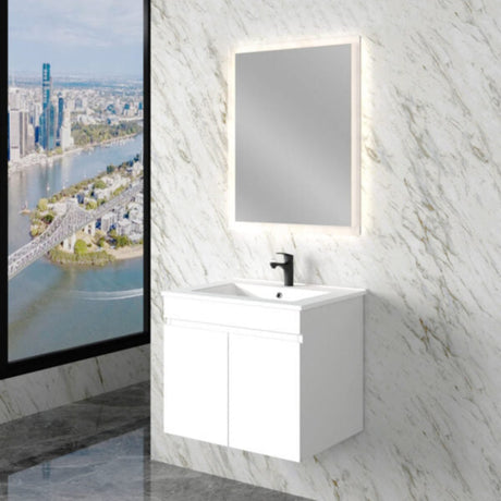 ABS LESS Gloss White Wall Hung Vanity 600mm