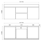 ABS LESS Gloss White Wall Hung Vanity Double Bowl 1200mm-drawing