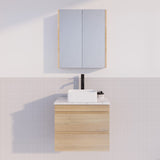 ABS MF Light American Oak Wall Hung Vanity 600mm