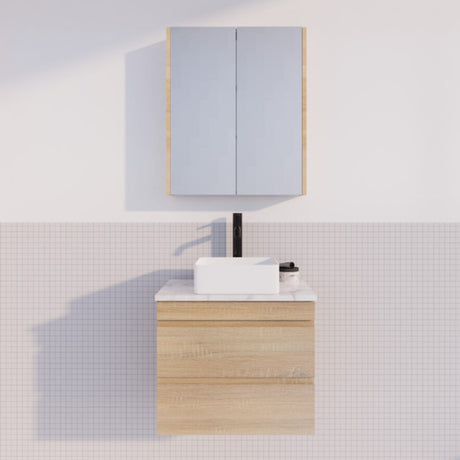 ABS MF Light American Oak Wall Hung Vanity 600mm