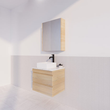 ABS MF Light American Oak Wall Hung Vanity 600mm