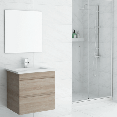 ABS MF Light American Oak Wall Hung Vanity 600mm
