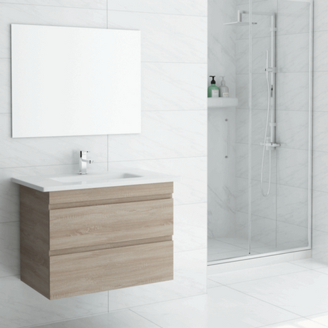 ABS MF Light American Oak Wall Hung Vanity 750mm