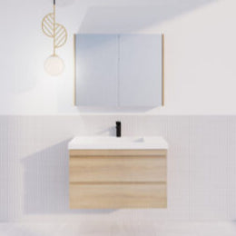 ABS MF Light American Oak Wall Hung Vanity 900mm