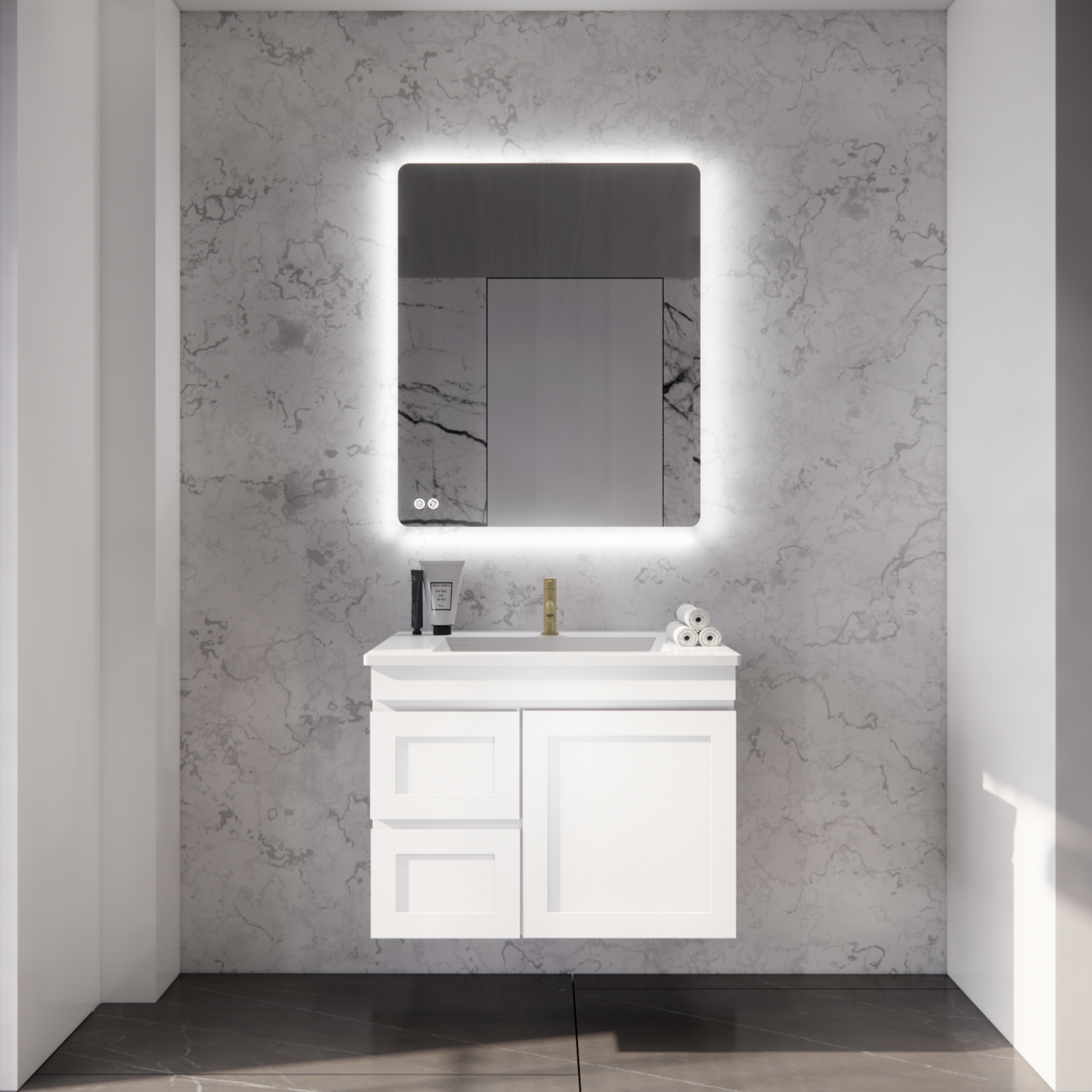 ABS MIAMI Matt White Wall Hung Vanity 750mm