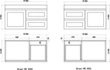 ABS MIAMI Matt White Wall Hung Vanity 900mm-drawing