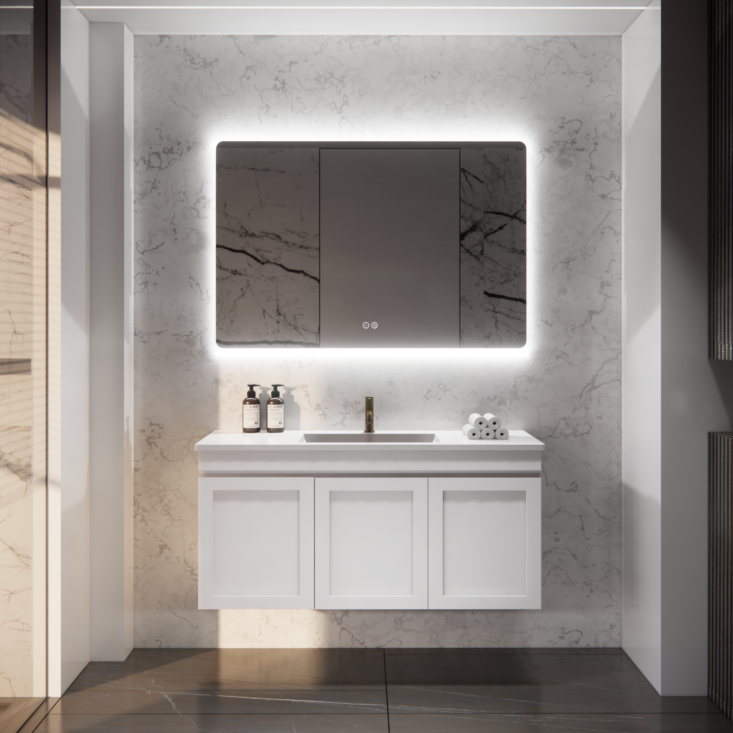 ABS Miami Matt White Wall Hung  Single Bowl Vanity 1200mm