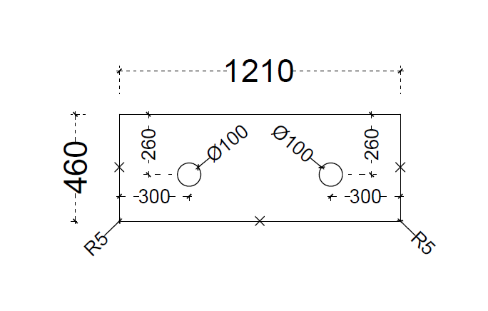 ABS Stone Top 1200 Double Bowl-Drawing