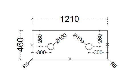 ABS Stone Top 1200 Double Bowl-Drawing