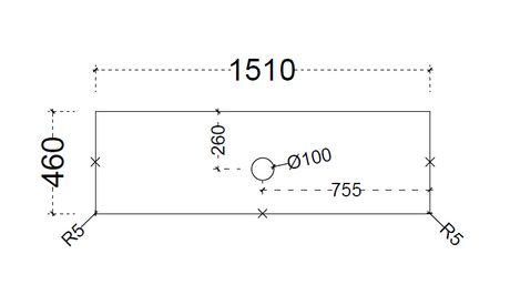 ABS Stone Top 1500 Single Bowl-Drawing