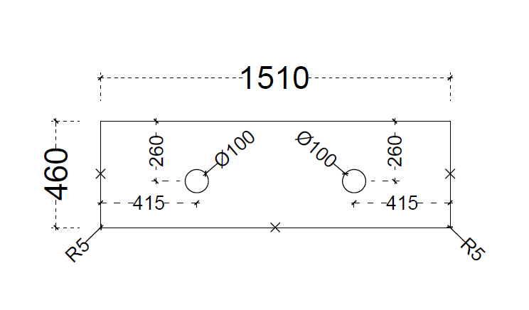 ABS Stone Top 1500 double bowl-drawing
