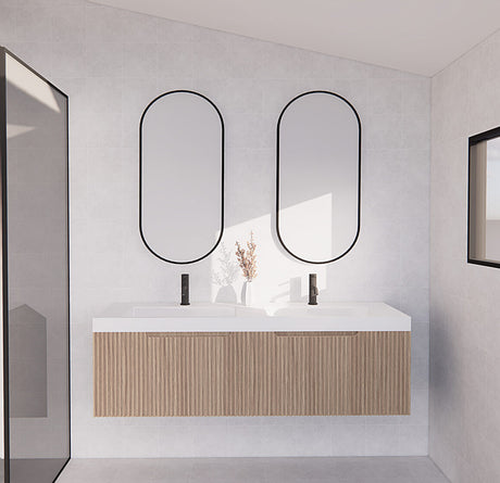 ABS VIENNA Wall Hung Double Bowl Vanity 1500mm (American Oak)