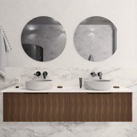 ABS VIENNA Wall Hung Double Bowl Vanity 1500mm (Brown Oak)