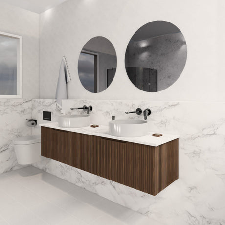 ABS VIENNA Wall Hung Double Bowl Vanity 1500mm (Brown Oak)
