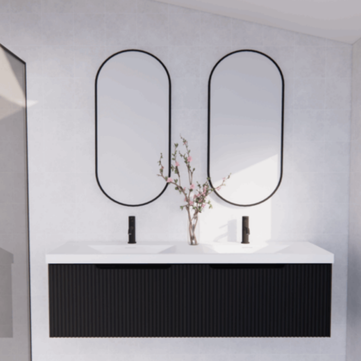 ABS VIENNA Wall Hung Double Bowl Vanity 1500mm (Matte Black)