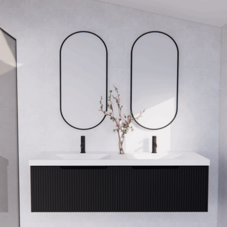 ABS VIENNA Wall Hung Double Bowl Vanity 1500mm (Matte Black)