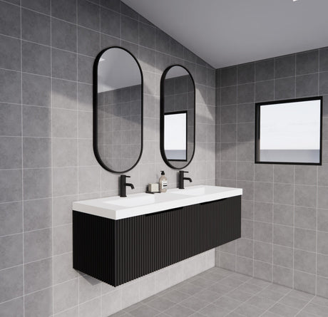 ABS VIENNA Wall Hung Double Bowl Vanity 1500mm (Matte Black)