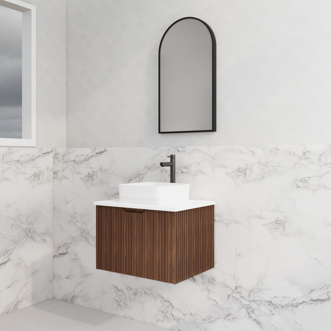 ABS VIENNA Wall Hung Vanity Brown Oak 600mm