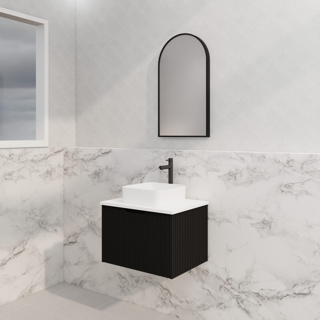 ABS VIENNA Wall Hung Vanity Matte Black 600mm